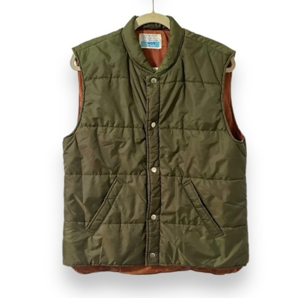 Vintage‎ 70s Sears Work Leisure Olive Green Puffer Vest Women's Size Large